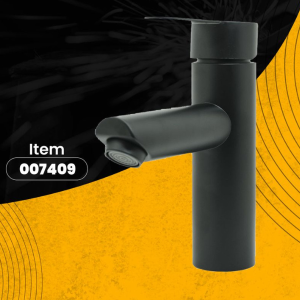 Llave lavamanos redonda baja negra cromada