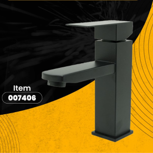 Llave lavamanos cuadrada baja negra / cromada