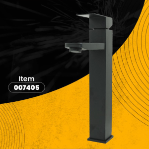 Llave lavamanos alta cuadrada negra