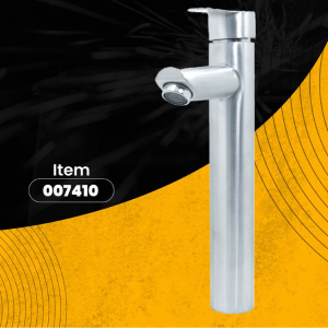 Llave lavamanos alta redonda cromada